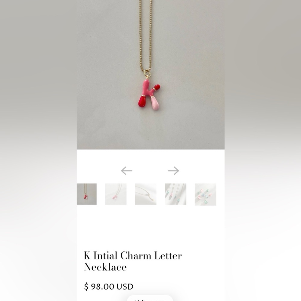 NWT Idalia Signature Enamel “K” Charm Gold Chain Necklace - Picture 9 of 9